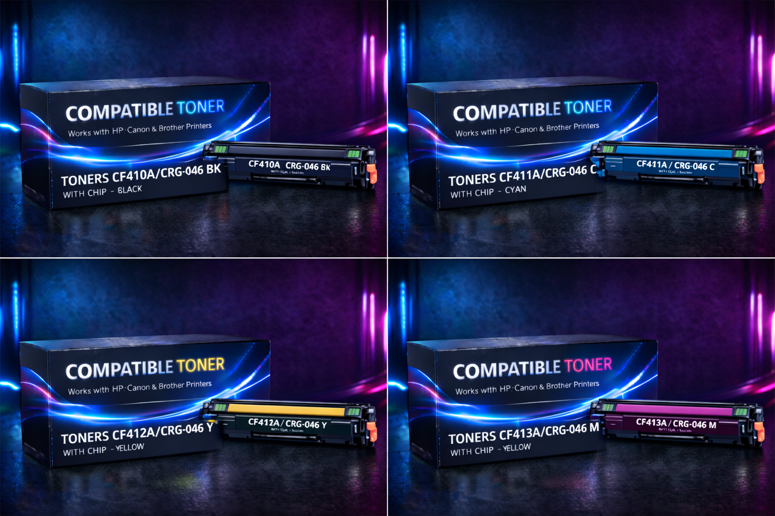 TONERS CF410A/CRG-046  WITH CHIP - FULL SET | Compatible Toner