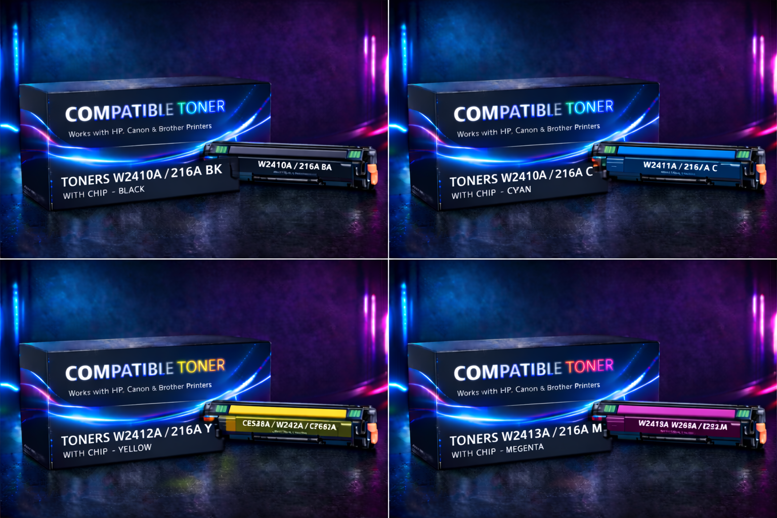 TONERS W2410A / 216A WITH CHIP FULL SET | Compatible Toner ( 10 % DISCOUNT IN FULL SET )
