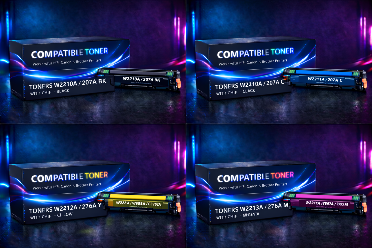 TONERS W2210A/207A WITH CHIP FULL SET  | Compatible Toner
