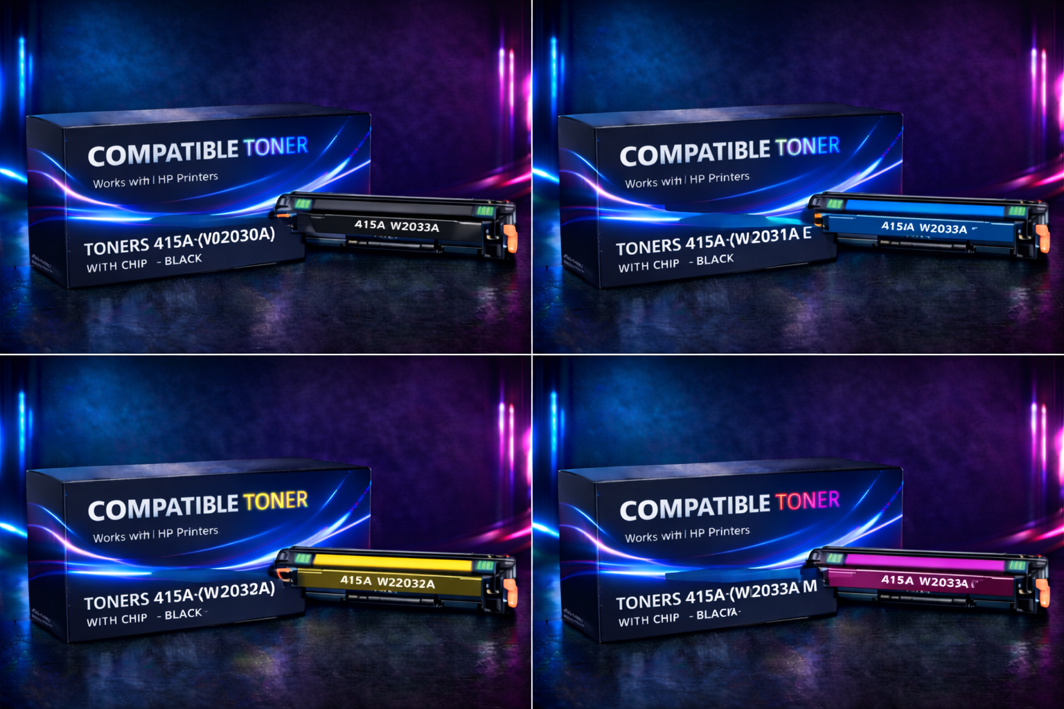 TONERS 415A (W2030A) WITH CHIP  | FULL SET  | Compatible Toner