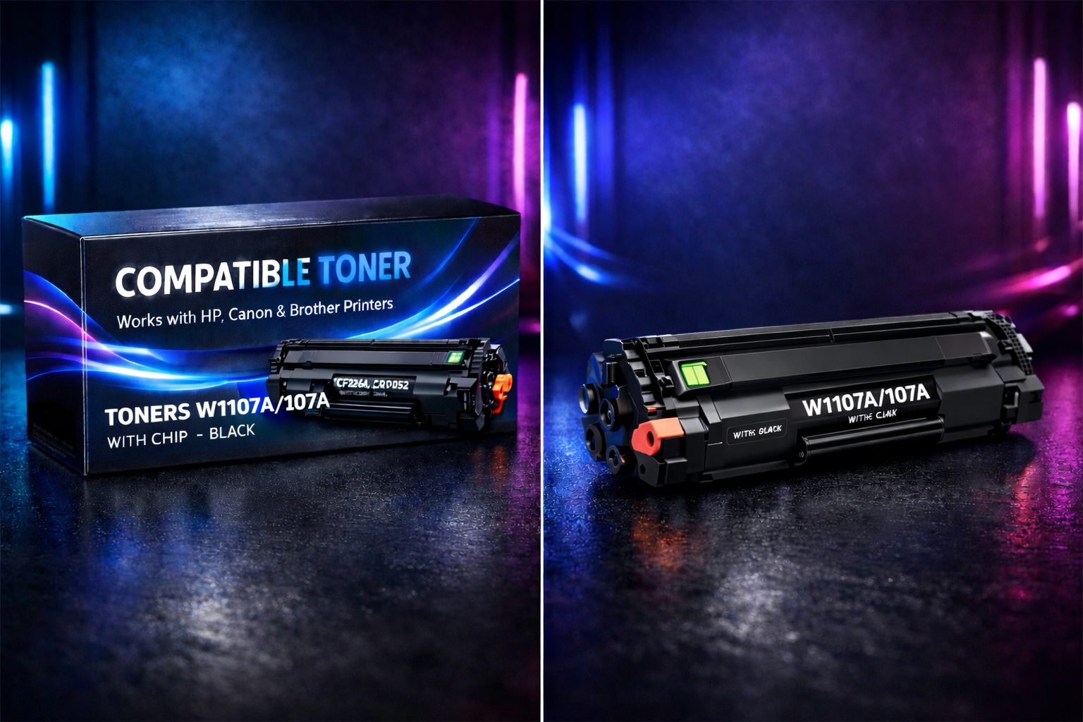 TONERS W1107A/107A WITH CHIP - BLACK  | Compatible Toner