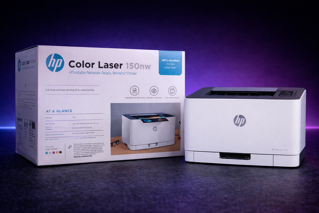 HP LASERJET LASERJET 150nw |  It offers print speeds up to 18 ppm (black) and 4 ppm (color), features USB, Ethernet, and Wi-Fi Direct connectivity, and supports mobile printing via the HP Smart App